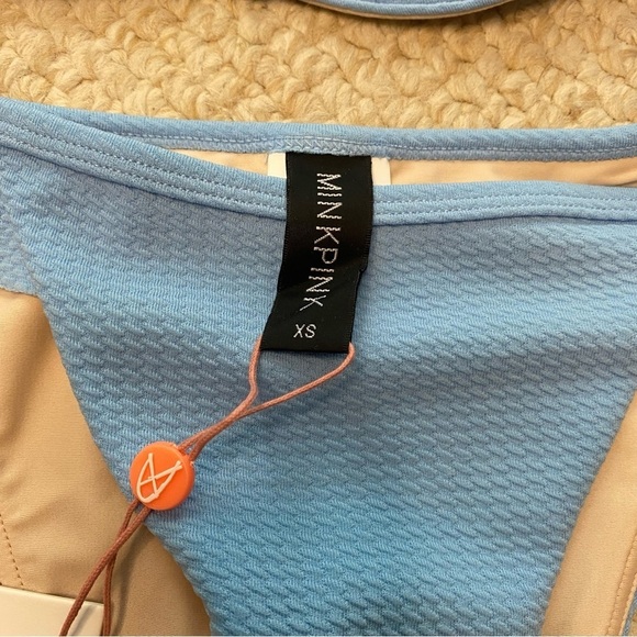 MINKPINK Cheeky Bikini Swim Suit, Size XS Blue Ruffle Bottom ~Retail $135 NWT - Picture 5 of 8